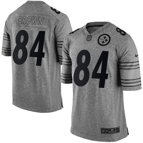 Men's Limited Antonio Brown Nike Jersey Gray - #84 Gridiron NFL Pittsburgh Steelers